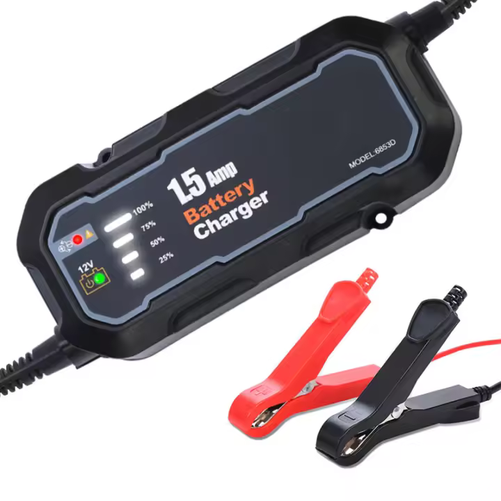 Cargador Automático De Batería Para Motocicleta 12V 1500mA Mantenedor Para Coche/RV/ATV/Lancha Cargador De Batería En Trickle Con LED - 1