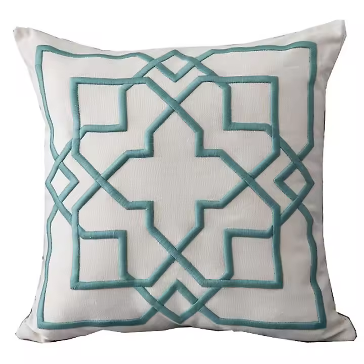 Funda De Almohada Decorativa Funda Almohada Lujo Moderno Simple 3D Geométrico Hilo Lino Bordado Sofá - 1