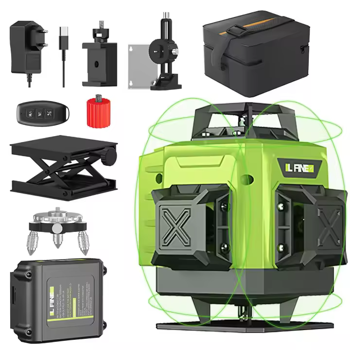 Nivel Laser Profesional 16 Líneas 4D, Automático 360°, Niveles Láser Autonivelantes, Niveles Horizontales y Verticales Herramientas, Con batería de 3,7 V 4800 mAh - 1