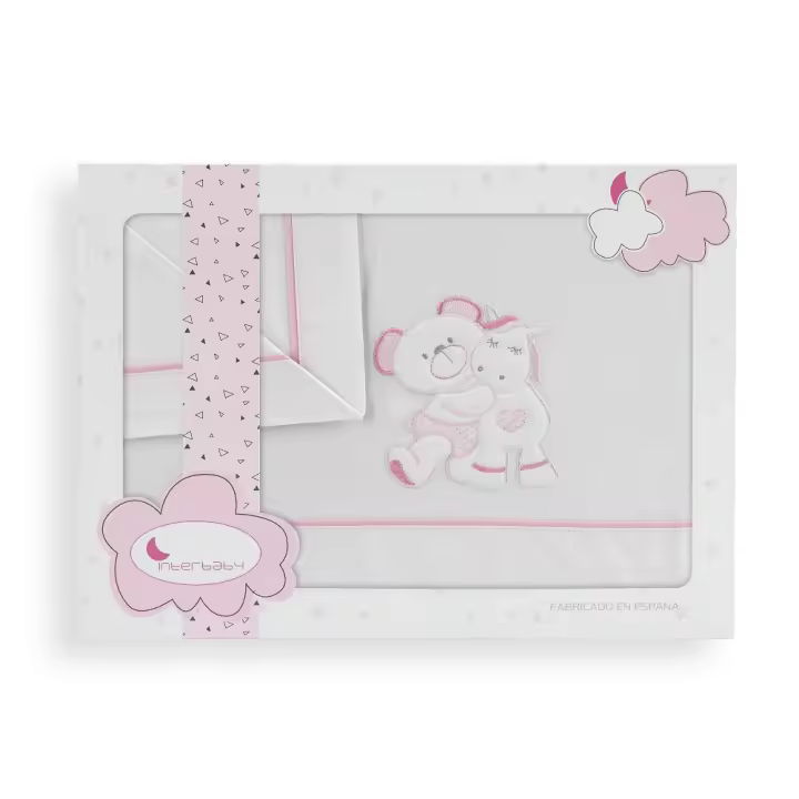 Various Juego De Sábanas para Cuna 60 x 120 cm, Bebe Primavera y Otoño Tipo 100% Algodón Extrasuave Fafricado en España-INTERBABY(Bajera+encimera+Funda Almohada) Patitos,Ositos,Luna Blanco/Beige,Pony Blanco/Beige - 1