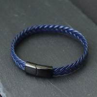Nuevo Pulsera De Cuero Para Hombre Con Acero Inoxidable Sin Desvanecimiento Pulsera De Surf Cable Regalo Para Marido Bijoux Homme Joias - details 3
