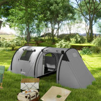 Outsunny Tienda de Campaña Familiar para 3-4 Personas Tienda Camping Plegable Ligera con Puertas Ventallas Gancho Bolsa de Transporte Impermeable 3000 mm para Playa Senderismo 470x220x150 cm Gris - details 1