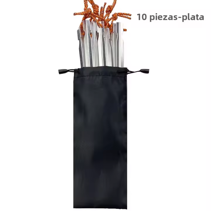 10pcs Palos De Tenda Ultraligeros De Aluminio De 18cm Para Camping Al Aire Libre Con Cordón De Viento Y Bolsa De Almacenamiento Para Palos De Tenda - 1