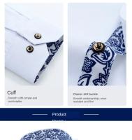 Camisa Larga De Manga Para Hombre Verano Delgada Con Cuello De Porcelana Azul Y Blanco Para Ropa Formal Y Casual Negro Náutico - details 3
