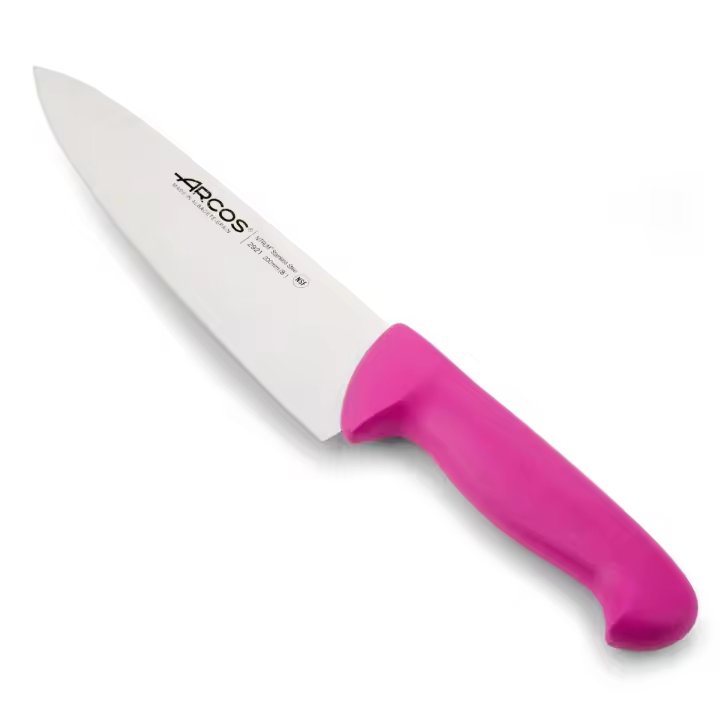 Arcos Serie 2900 - Cuchillo Cocinero - Hoja de Acero Inoxidable NITRUM de 200 mm - Mango inyectado en Polipropileno Color fucsia - 1