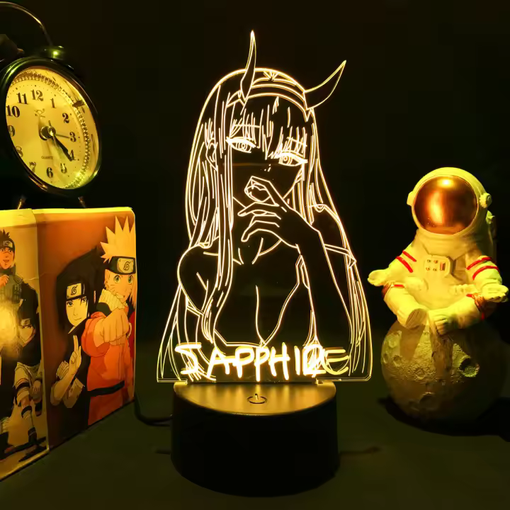 Lámpara De Mesa LED 3D Luz Nocturna Figura De Baño Con Ilusión De Zero Two Anime Darling in the Franxx 16 Colores Luz De Noche Para Dormitorio - 1