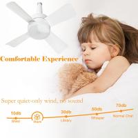 Ventilador de techo con luz, 3 velocidades, 4 aspas silenciosas, luz LED regulable, mini ventilador de techo moderno blanco para dormitorio, sala de estar y cocina. - details 4