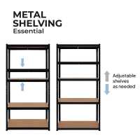 Ociodual Estantería Metálica Essential Negro, Ideal para Hogar, Garaje, Cocina, Oficina, Multiusos, Almacenamiento Divisible, Sin Tornillos, 875kg, 5 Baldas MDF, 180 x 90 x 40cm - details 4