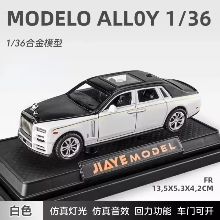 Modelo De Coche De Aleación De Metal Rolls Royce Phantom Sedán 1:36 Con Sonido Y Luz Juguete De Colección Para Niños - 1