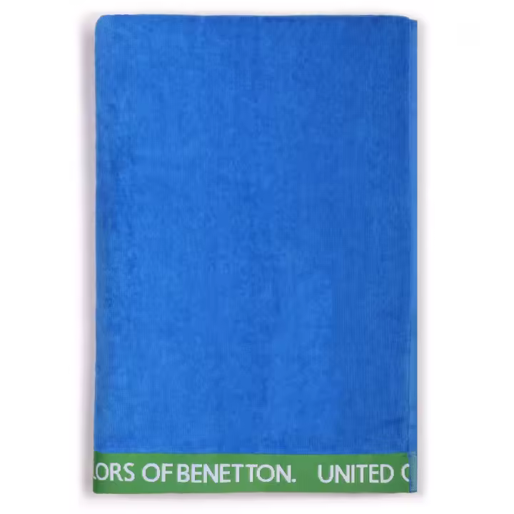 United Colors Of Benetton - Toalla de Playa Azul 90x160cm 380GSM Velour 100% Algodón - Alta Calidad y Suavidad - Certificación OEKO-TEX y BCI - 1