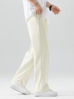 Nuevos Pantalones Casuales Para Hombre Verano 2023 Poliéster Transpirable Moda Coreana Cintura Semi-Ancha Pierna Recta Suelta - details 5