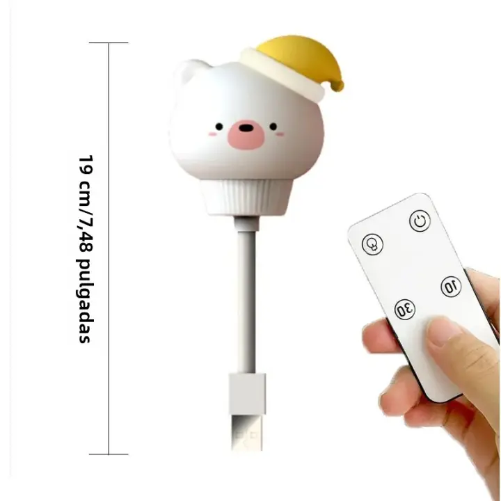 Lámpara Nocturna USB LED Para Niños Con Diseño De Oso Pollo Gato Control Remoto Decoración Para Dormitorio De Bebé Luz De Noche Animal ABS Sin Baterías Incluidas - 1