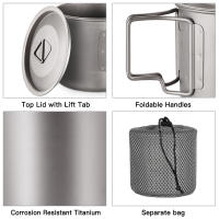 Lixada Taza De Agua Ultraligera De Titanio Con Manija Plegable Para Exteriores 300/350/550/650ml/750ml Ideal Para Picnics Y Uso En La Mesa - details 22