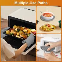 1 Par Gris Guantes para Horno, Silicona Resistente al Calor 446 °F Manoplas Horno Antideslizantes, Guantes Horno Cocina, Hornear Cocinar Barbacoa Microondas, 2 Manteles Aislados Oven Gloves - details 9