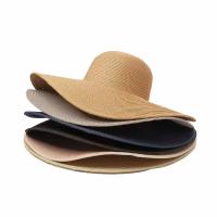 Sombrero De Sol Para Mujer Y Hombre Color Sólido De Moda Con Rhinestone 14cm Grande Paja Resistente Al Sol Plegable Para Playa Y Viajes - details 24