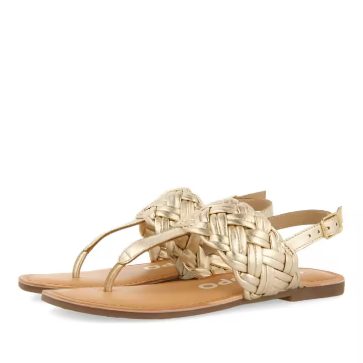 Gioseppo Sandalias Doradas Mujer Piel Trenzada Ajustable - 1