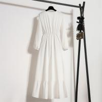 Vestido Largo Para Mujer Verano Otoño Mujer Vestidos Sólidos Manga Larga Cuello Redondo Casual Chiffon Vestidos Musulmanos Sólidos Sueltos Maxi - details 11