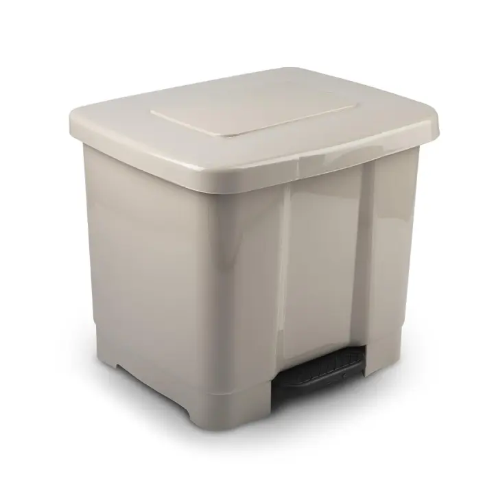 CABLEPELADO Cubo basura con separador, Cubo basura plastico, Cubo basura apertura pedal, Papelera de pedal, Libre de BPA, 38 cm alto x 43 cm ancho x 38 cm fondo, Capacidad 35 Litros, Beige - 1