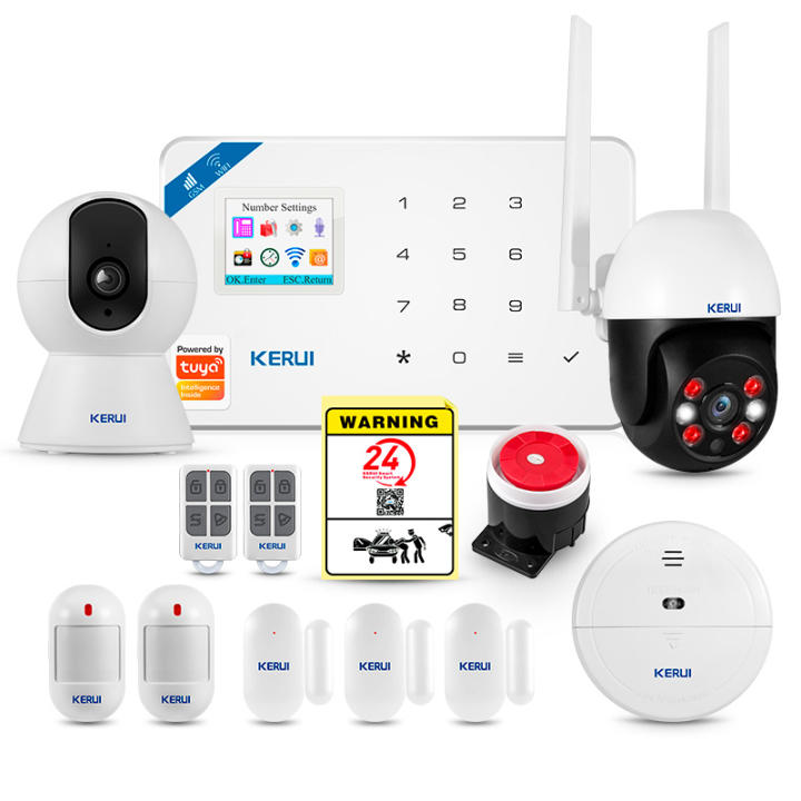 Sistema De Alarma KERUI W181 Seguridad Hogar WIFI GSM Con Detector De Movimiento Y Sensor De Puerta Compatible Con Alexa Google Tuya