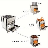 Estufa De Camping Plegable Y Portátil De Acero Inoxidable Mini Barbacoa Con Grill De Carbón Ligero Para BBQ Coreano Fuego Pit - details 0