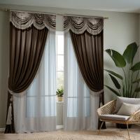 2-Piezas Cortinas De Café Digital HD Lujo Alto Decoración De Hogar Estilo Para Sala De Estar Y Dormitorio Translúcidas Y Elegantes - details 7