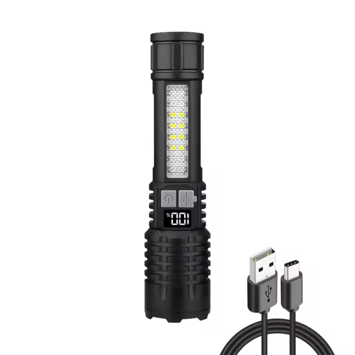 Linterna Táctica LED De Alta Potencia Con Batería Integrada Recargable Luz De Torcha Para Camping Y Senderismo Resistente Al Agua Y Choques - 1