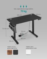 Escritorio Eléctrico Regulable en Altura con 4 Alturas de Memoria, Bolsillo de Almacenamiento, Ideal para Oficina en Casa o Estudio, Blanco, Marrón, Negro, 60x120x72-120 cm - details 17