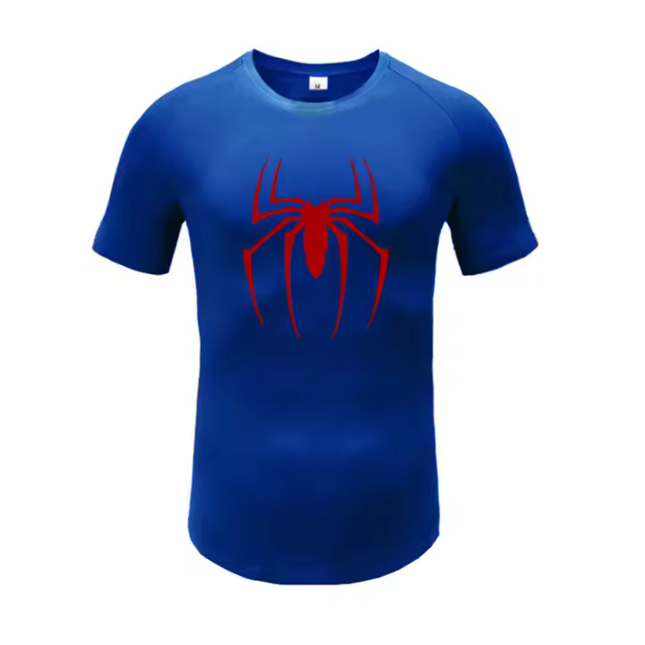 Camiseta De Correr Para Hombre Con Estampado De Araña Roja Camiseta De Fitness Corta Transpirable Y Fresca Para Gimnasio Material De Algodón Y Spandex - 1