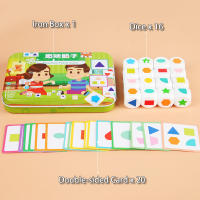 Juego De Tablero De Dados Con Formas Para Niños Juguete Educativo Montessori Cartas De Alineación Geométrica Juego De Memoria Para Desarrollar El Pensamiento Y La Socialización - details 2