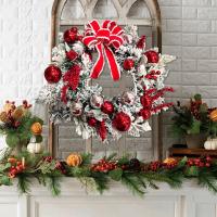 Corona Navideña Roja Con Ornamentos Para Puerta Ventana Y Escritorio Decoración Exterior E Interior De Navidad Para Puerta - details 2