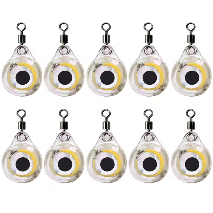 10Pcs Señuelo De Pesca Con Luz Mini Ojo Forma Submarina Luz Nocturna Señuelo Batería Iluminada Flasher Para Agua Salada Y Dulce - 1