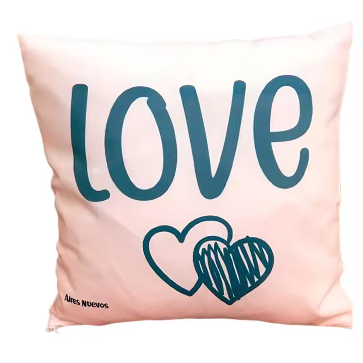 Cojín blanco de poliéster sublimado "LOVE". Original. Regalo. Personalizados. Aires Nuevos. - 1