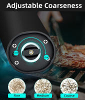 Juego De Molinillos Eléctricos De Pimienta Y Sal Con Base LED Regulable Recargable Herramienta De Cocina Ecológica Plástico - details 2