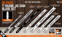 EasySpeed Juego de Hojas de Sierra de Calar Estuche 25 Piezas Vástago de Anclaje en T, HCS, HSS, BIM, Acero al Carbono, Madera, Metal, PVC, Plástico, Compatible con Bosch, Black&Decker, Makita, Dexter, Stanley, Worx, Alta Calidad. - details 1