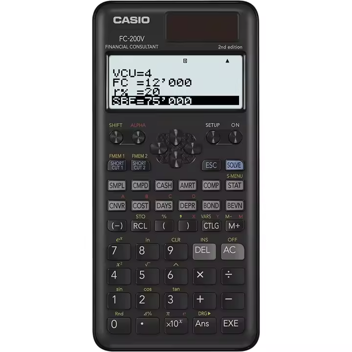 Casio Calculadora Científica Fc-200v-2 Con Tapa Negra - 1