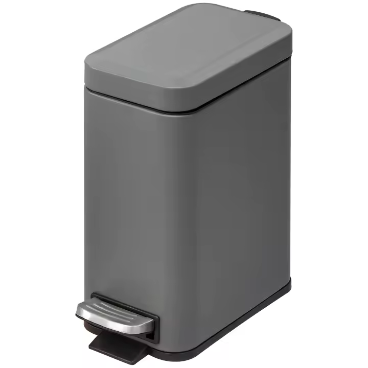 HOMCOM Cubo de Basura 5L Cubo de Basura con Pedal Cubo de Cosméticos Papelera con Tapa y Pedal, Cubo de Basura con Cubo Interior, Cubo de Basura de Baño para Salón, Oficina, Metal, Gris, 29,2 x 14 x 32 cm - 1