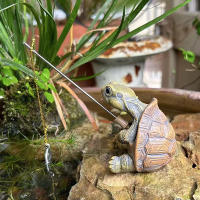 Estatua De Tortuga De Pesca Con Cordón Creativa Figura De Resina Simulación Animal Ornamento Para Jardín Y Decoración Del Hogar - details 2