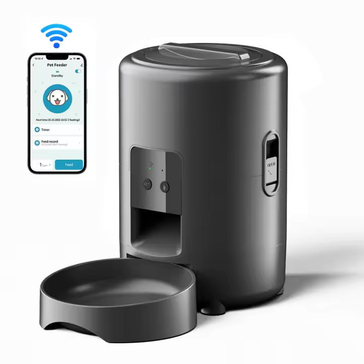 Alimentador automático inteligente para mascotas，Comedero automático inteligente para gatos 2L con temporizador, dispensador de comida seca con control remoto WiFi a través de la aplicación Tuya, modo de alimentación dual USB/funcionamiento con batería - 1