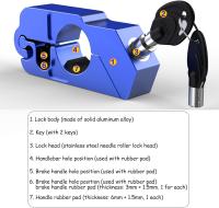 Cerradura de brake de motorteta, aleación de Aluminio Cerradura de Manilla de motorteta Cerradura antirobo Cerradura de seuridad (Azul) - details 2