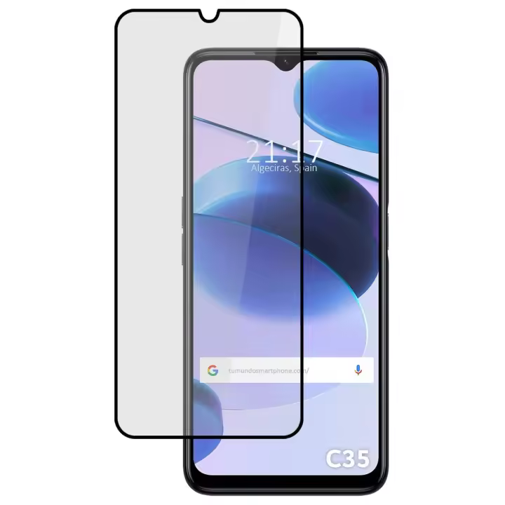 Protector Cristal Templado Completo 5D Full Glue Negro para Realme C35 Vidrio - 1