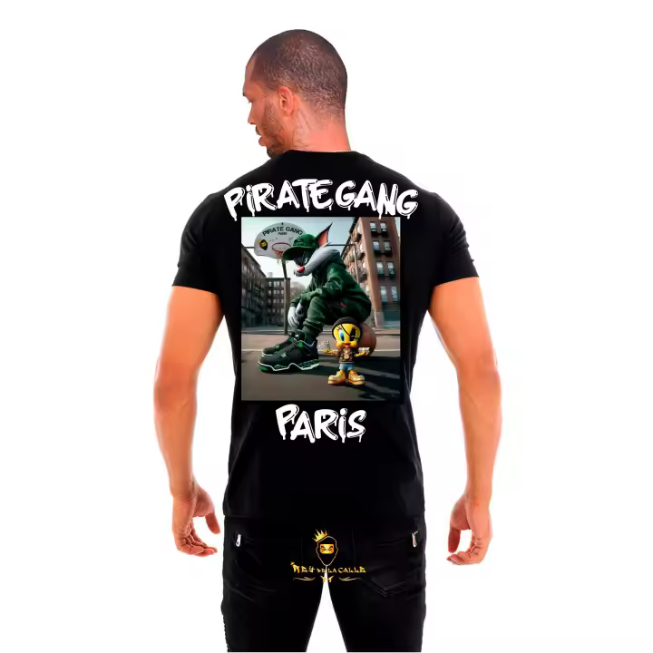 Camiseta Pirate Gang París Negra Pedrería Brillante Tweety - 1