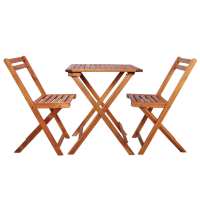 vidaXL Mesa y sillas bistró plegables 3 pzas madera maciza de acacia - details 1
