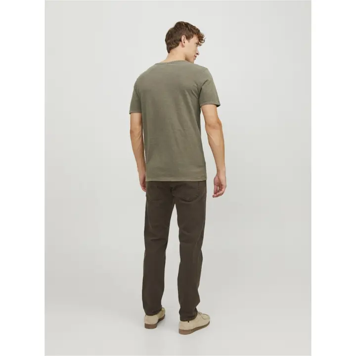 Camiseta Hombre Jack & Jones Modelo Split Manga Corta Cuello Dividido Color Verde Militar - 1
