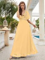 Vestido De Novia Sastre Unithorse Elegante Con Encaje Y Mariposa En Manga Chiffon Para Damas De Honor V-Neck Largo Al Piso - details 53