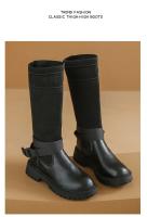 Botas Largas Para Mujer Nuevas De Lana Elásticas Botas Retro Con Suela Gruesa Botas De Rodilla Elegantes Zapatos Para Mujer - details 13