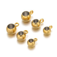 20pcs Perlas De Acero Inoxidable Con Agujero Grande 2/3/4mm Colgantes De Charms Para Creación De Joyas DIY Color Oro - details 1