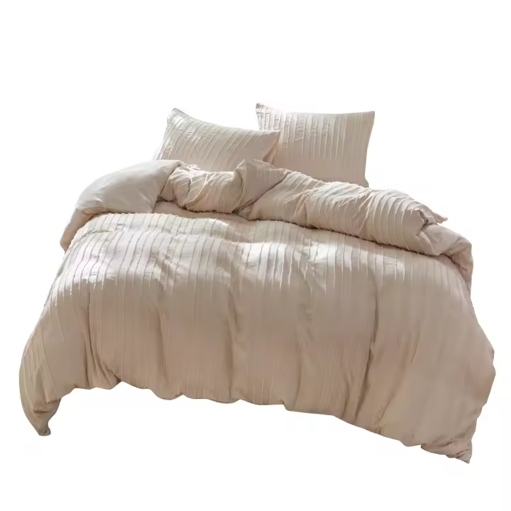 Juego De Fundas Para Edredón 3 Piezas Textura De Rayas Tufted Suave Y Ligera Cierre Con Cremallera Blanco Gris - 1