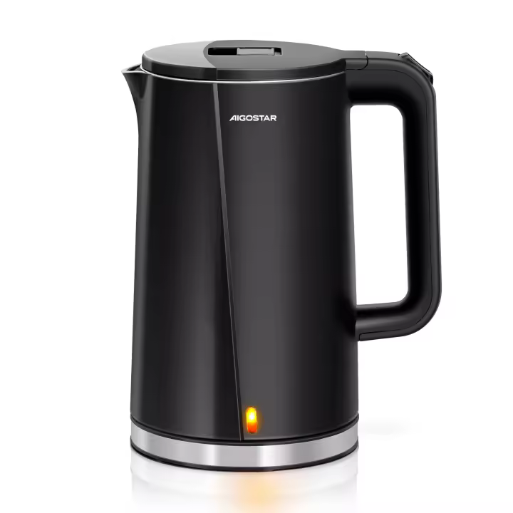 AIGOSTAR Hervidores de Agua Eléctricos con Acero Inoxidable,  Doble Protección Contra El Escaldado, Ebullición Rápida, ( 1,7L 2200W) - 1