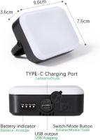Lámpara de camping LED con USB recargable, portátil, impermeable, indoor de camping con 5 Modos de Luz Para senderismo, Exterior, Cortes de Energía, emergencia - details 0