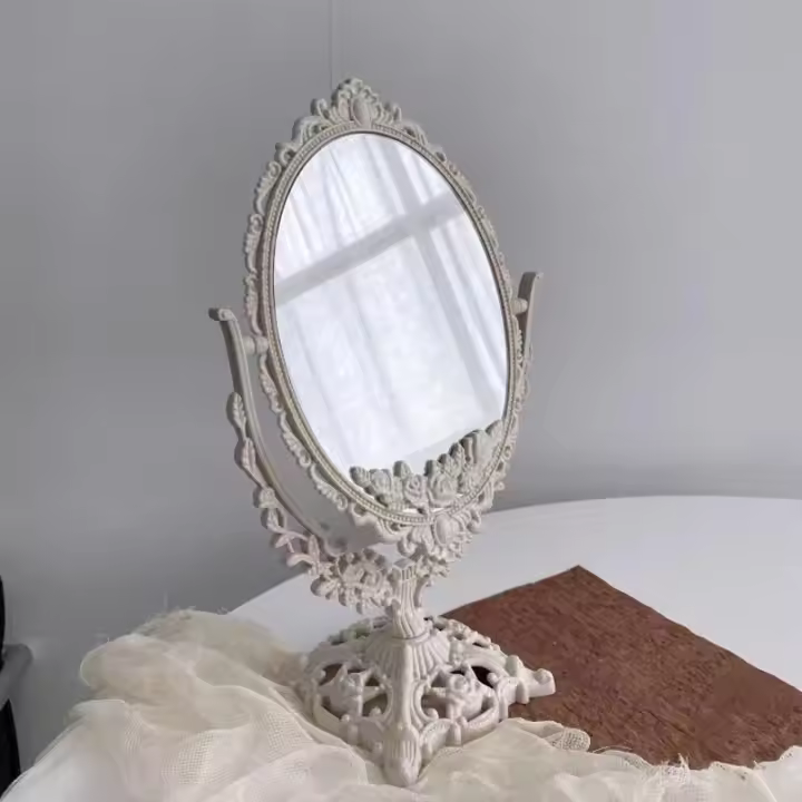Espejo De Maquillaje Vintage Estilo Europeo Espejo De Vestíbulo Portátil Giratorio De 360 Grados Para El Hogar - 1